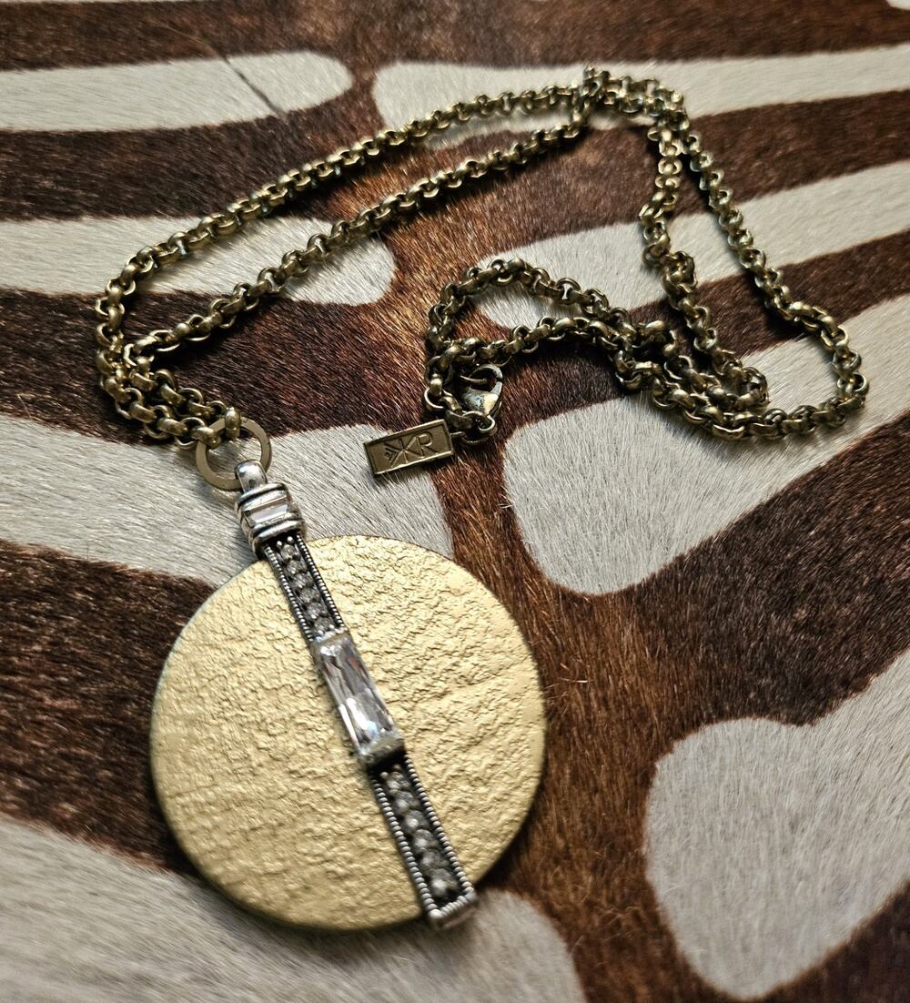 Silpada Brass Necklace with Crystal and Rhinestones. Retired.